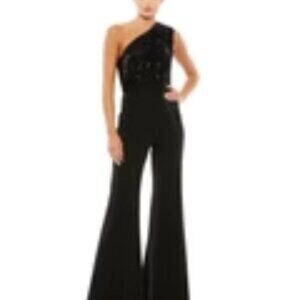 MacDuggal-SEQUINED ONE SHOULDER JUMPSUIT Size 10